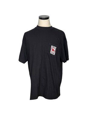 Hanes Beefy-T Black 90s Single-Stitched Graphic T-Shirt Size Large "Pig Out"